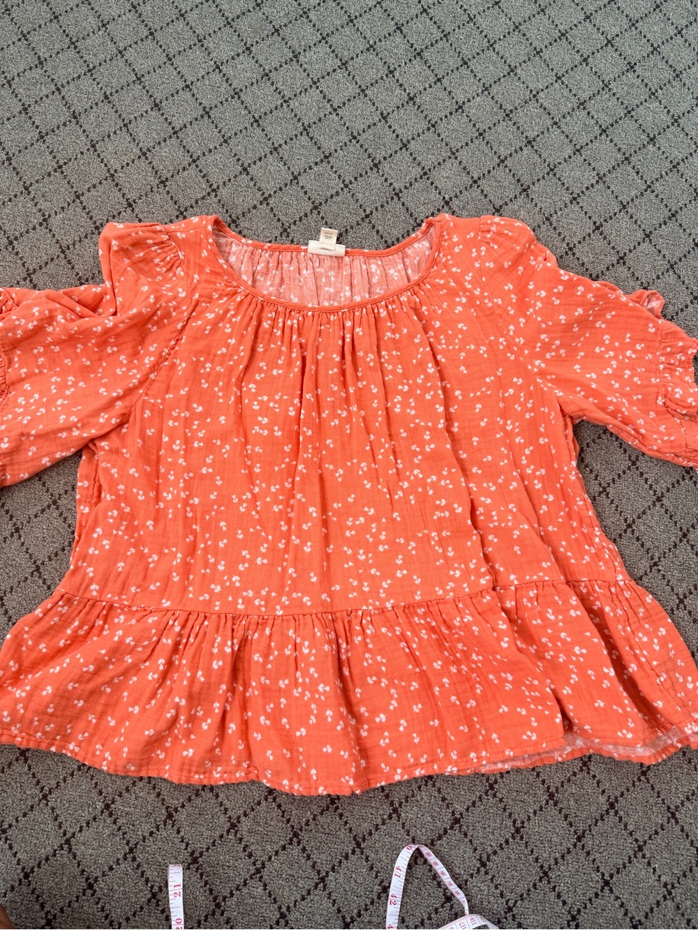 a.n.a Coral Orange Floral Peplum Blouse